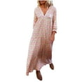thumbnail image 1 of pstuiky Womens Dresses , Mode Femme Décontractée Robe Imprimée Col en V Manches Longues Robe Longue Robe Formelle Dresses Vente, 1 of 5