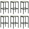 thumbnail image 1 of vidaXL Tabourets de Bar avec Coussins 6 Pcs Noir Rotin Poly, 1 of 5
