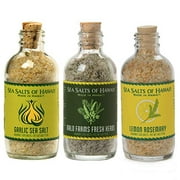 Sea Salts of Hawaii Variety 3 Pack, Lemon Rosemary Salt, Roasted Garlic Salt, Fresh Farm Herbs Flavored Hawaiian Sea Salt