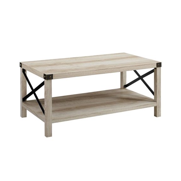 Pemberly Row 40" Coffee Table in White Oak and Bronze