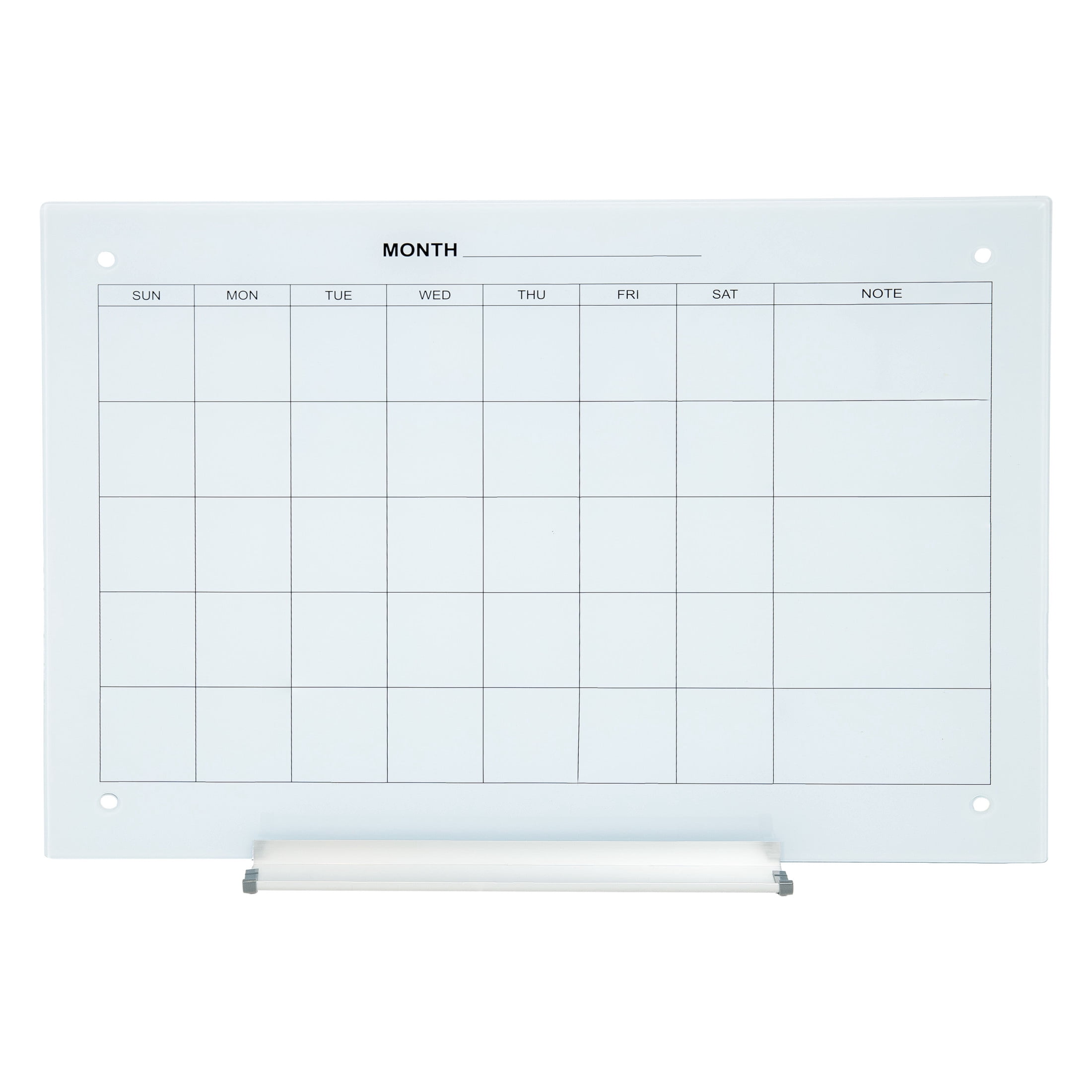 Sunnydaze Glass Calendar Dry Erase Board for Wall, 23" x 17" (White)