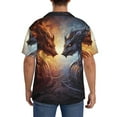 thumbnail image 3 of Yiaed Red And White Beast Print Mens Casual Wrinkle Free Shirts Short Sleeve Button Down Summer Stretch Dress Shirt-, 3 of 5