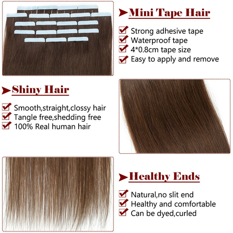 Discount Commodity – 20 Inch 8A Medium Brown Tape In Remy Human Hair  Extensions (20 pcs #4)