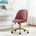 thumbnail image 3 of Duhome Elegant Lifestyle Office Chair Desk Chair Velvet Swivel Computer Task Chair with Gold Base Vanity Chair for Teen Girls, Pink, 3 of 8