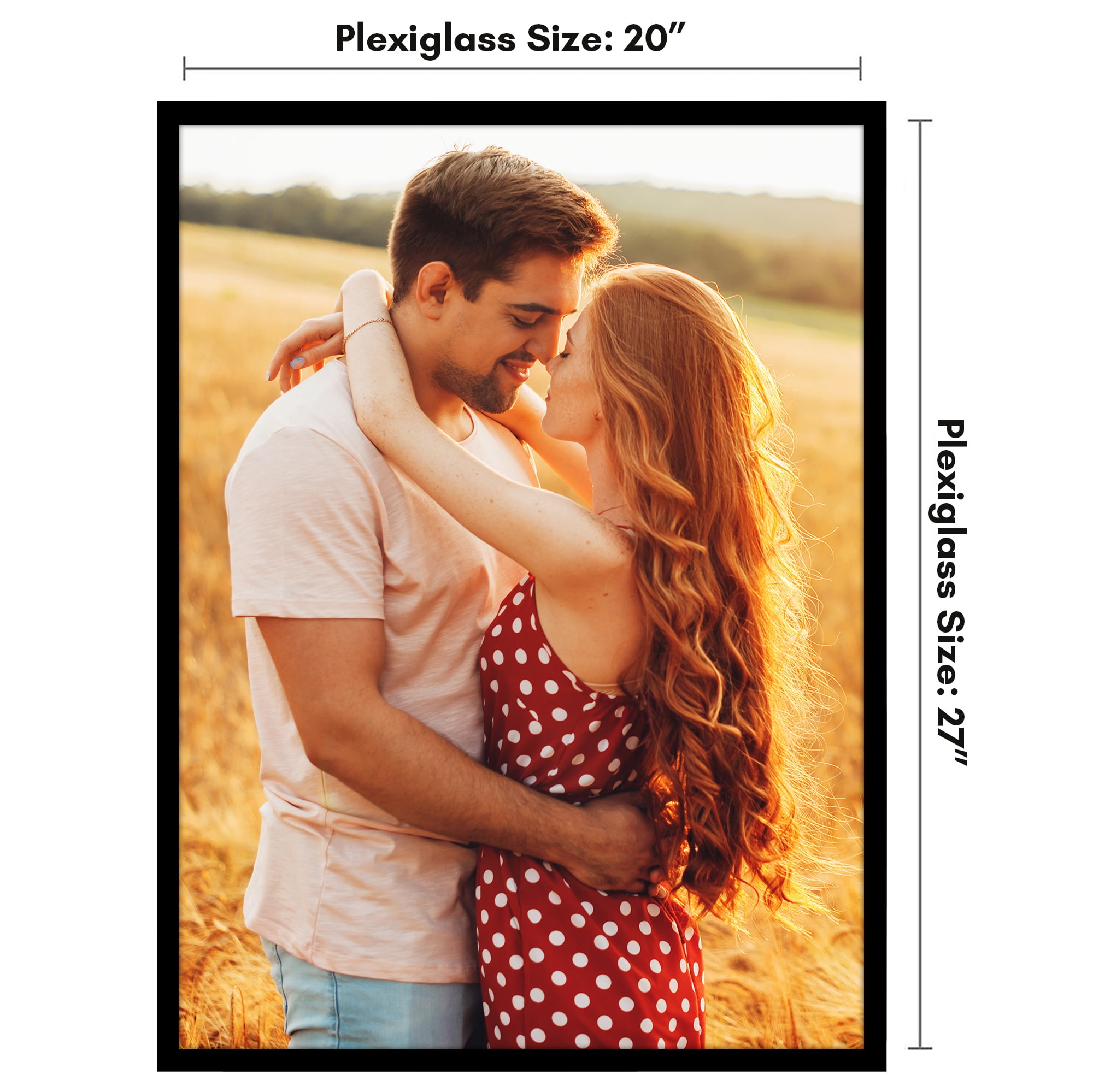 Americanflat 20x27 Picture Frame with Polished Plexiglass Streamline Collection Thin Border Wall - Black