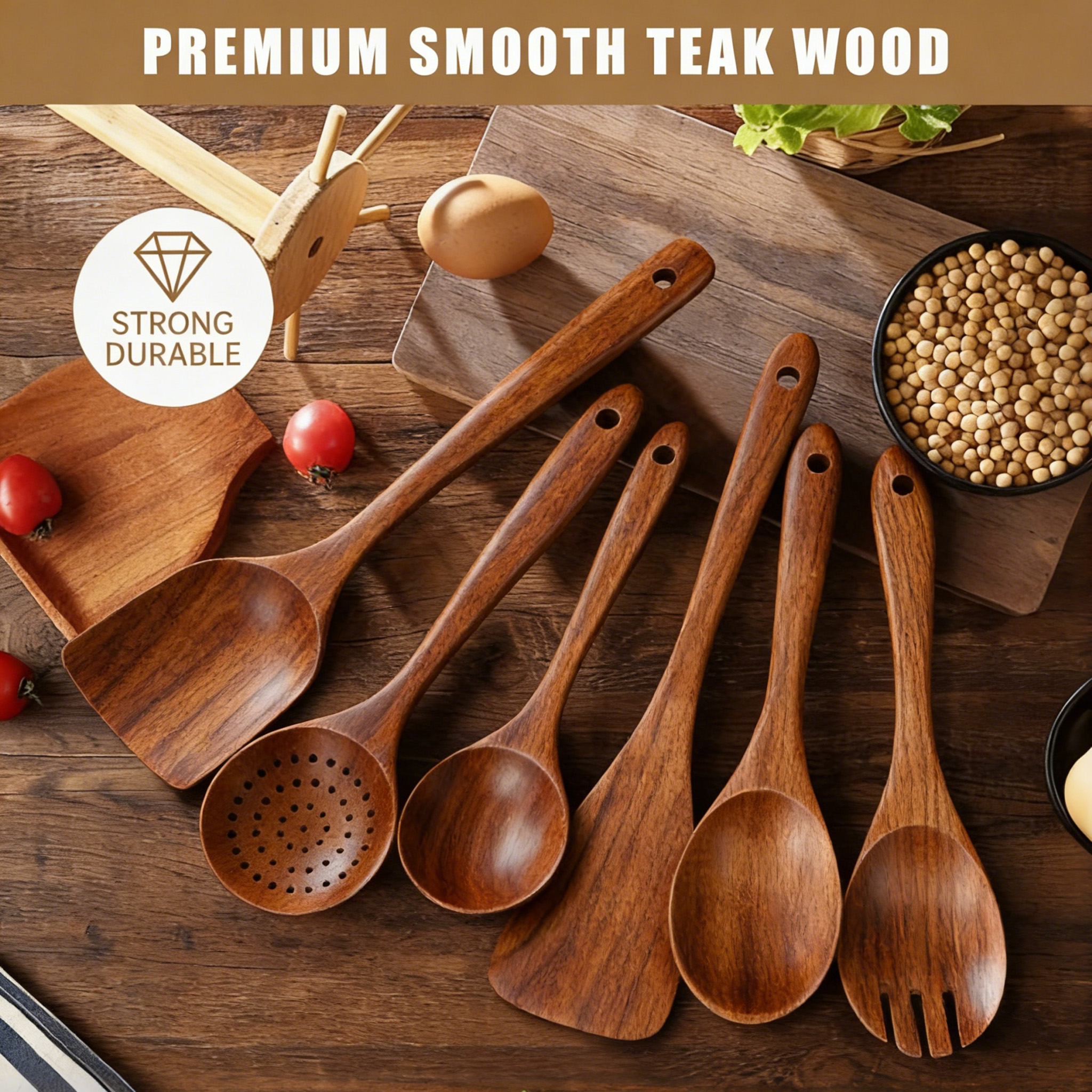 GPED 6-Piece Teak Wood Cooking Utensils Set photo 4