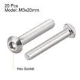 thumbnail image 2 of Unique Bargains M3x20mm Machine Screws Hex Socket Round Head Screw Fasteners Bolts 20pcs, 2 of 3
