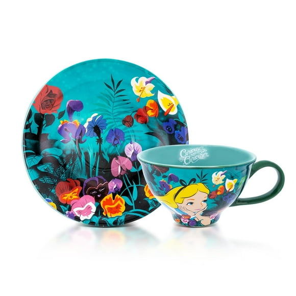 Set de taza de té y platillo Alicia en el país de las maravillas, cerámica, 350 ml
