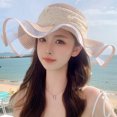 thumbnail image 5 of SikaFu Summer New Lace Pearl Sun Hat Fashion Sun Hat Seaside Holiday Bow Ribbon Straw Hat Lady, 5 of 8