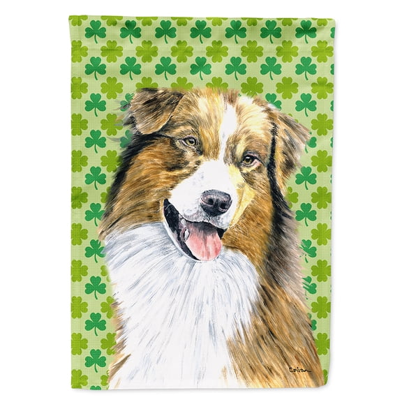 Australian Shepherd St. Patrick's Day Shamrock Garden Flag