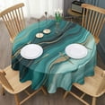 thumbnail image 3 of Teal Gold Marble Pattern Round Tablecloth 60"x60",Wrinkle Wipeable Table Cloth for Kitchen Dining Room Picnic Patio Party, 3 of 6