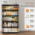 thumbnail image 4 of Collapsible Stackable 400Gal Heavy Duty Storage Bins with Lids, 5-Pack Rolling Organizer Cabinet with Doors for Home & Bedroom, Black, 39.4" W, 4 of 7