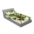 thumbnail image 2 of Ambesonne Monstera Fitted Sheet & Pillow Sham Set, Nature Boho Scandinavian, Twin, Fern Green Sepia and Cocoa, 2 of 2
