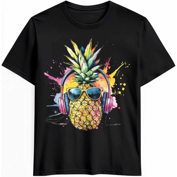 Casual Men's T-Shirt,Short Sleeve Tee Shirt Pineapple Headphone Crewneck T Shirts Tops for Men