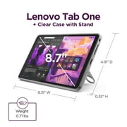 Lenovo Tab One 8.7 HD (1390 x 800) MediaTek Helio G85 4GB 64GB WIFI 5 Android 14, ZAF00043US (Includes Clear Case with Built-in Kickstand)