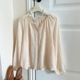 thumbnail image 5 of Chuancc Linen Shirts for Women,Casual Loose Fit Blouses Cute Tops Casual Loose Roll Up Work Blouse Tops Long Sleeve Tunics for Women Long Sleeve Tops Boyfriend Dress Shirt Beige L, 5 of 5