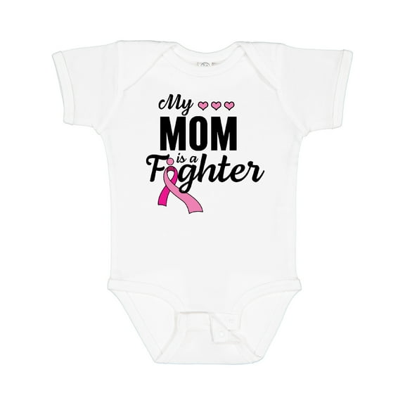 Inktastic Breast Cancer Awareness My Mom is a Fighter Boys or Girls Baby Bodysuit