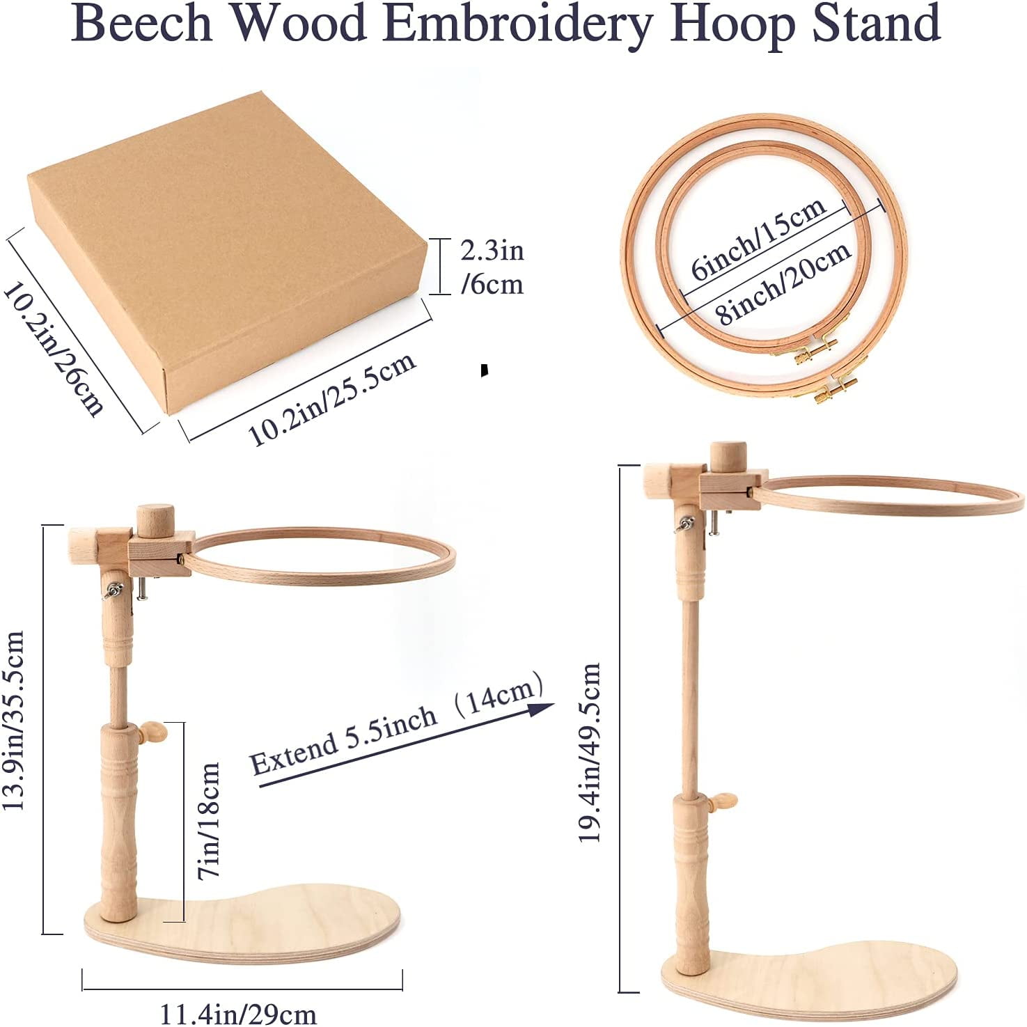 Adjustable Rotated Embroidery Hoop Stand, Cross Stitch Stand Lap, Natural  Beech Wood Embroidery Hoop Holder, Vertical Table Stand Hands Free  Embroider