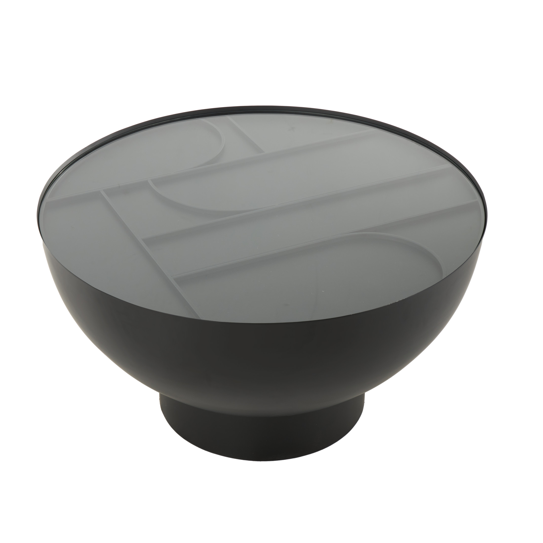 DecMode 32" x 18" Black Metal Geometric Coffee Table with Glass Tabletop and Elevated Base, 1-Piece