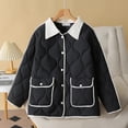 thumbnail image 2 of XPMWRP Women's Quilted Casual Patchwork Jacket Lapel Collar Long Sleeve Puffer Coats Padded Winter Warm Oversized Outwear with Pockets Black XXXL, 2 of 7