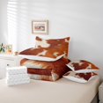 thumbnail image 6 of Manfei Farm Cowhide 7pcs Bedding Comforter Set,Rustic Farmhouse Cabin Queen Bedding Sets,Orange Beige Cow Hide Queen Sheet Sets For Men Women,Ultra Soft Home Decor, 6 of 8