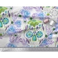 thumbnail image 3 of Soimoi Polyester Crepe Fabric Skull,Rose & Anemone Flower Print Fabric by Yard 42 Inch Wide, 3 of 3