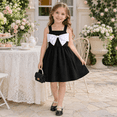 thumbnail image 3 of IPIO Girls Elegant Black and White Sleeveless Party Dress with Statement Bow, A-Line Skirt, 3 of 7