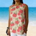 thumbnail image 1 of TaTaai Womens Sleeveless Chiffon Printed Top Gathered Neck Gold Embroidery Elegant Soft Lightweight Breathable Versatile Office Date Daily Outfit Top Gift, 1 of 9