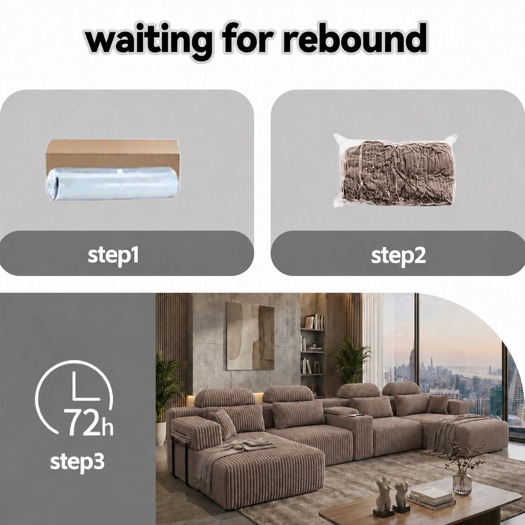 Leumius 145.7" U-Shaped Corduroy Sectional Sofa with Chaise,Cup Holders & Storage,Modern Modular 6-Seater Sofa Couch for Living Room,Coffee
