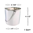 thumbnail image 2 of 25 Pail Feed and Water Bucket Bulk Packs Flat Sided Stainless Steel Farm Kennel (1 Quart), 2 of 8