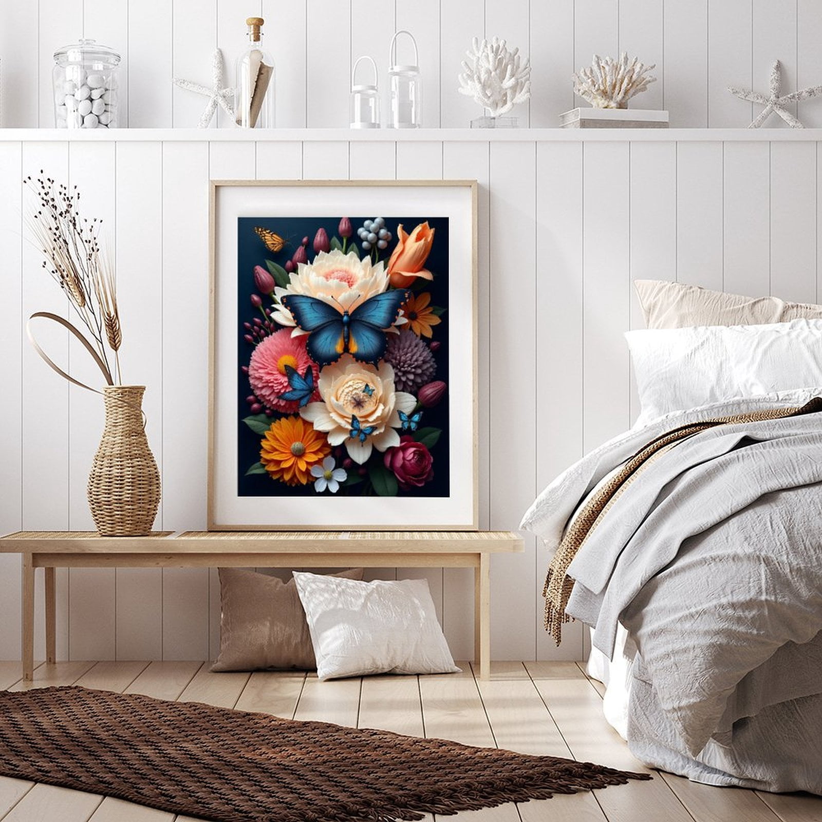 Diamond Art Kit for Adults, Classic Butterfly Flower Print No.68 Diamond Painting for Adults Beginners, 5D DIY Diamond Art Painting Kits, Colorful Diamond Painting Craft for Home Decor 12x16