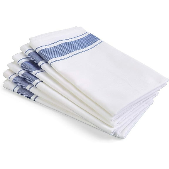 Hunlyman 6PCS Dinner Cloth Napkins, Cotton Washable Professional Restaurant Quality Table Linen with French Stripes