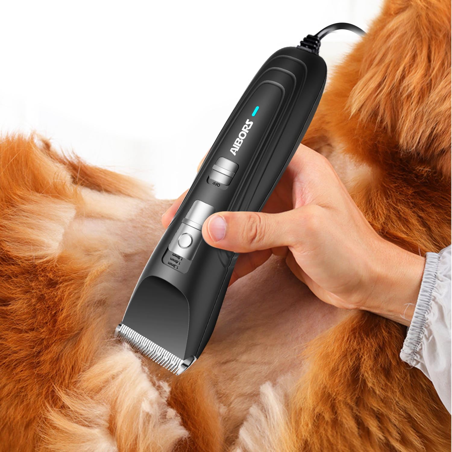 AIBORS Dog Clippers Shaver 12V High Power for Thick Heavy Coats Quiet Plugin Pet Electric