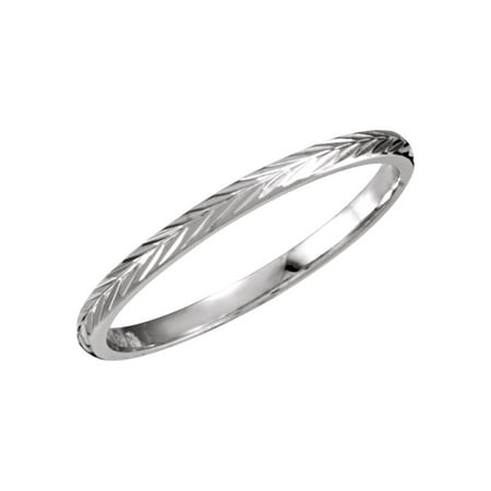 Platinum Hand Engraved Band - 14k White Gold 2mm Polished Hand Engraved Band Ring - Ring Size: 5 to 10