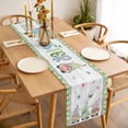 thumbnail image 3 of Table Runner 70 Inches Long for Kitchen Dining, Easter Dresser Scarf Farmhouse, Dining Table Decorations for Wedding/Parties, Gnomes Flowers Bunny Eggs Plaid Wooden Grain 13 x 70 In, 3 of 8