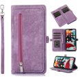 thumbnail image 1 of for Samsung Galaxy S20 Plus Wallet Case for Women Men, Flip Leather Shockproof Magnetic Zipper Pocket Wallet Purse Case w/Stand Card Slot Holder Wrist Strap for Samsung Galaxy S20+,Purple, 1 of 9