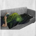 thumbnail image 6 of Iceland Soft Flannel Fleece Blanket, Shadowy Structure Silhouette under Colorful Night Sky with Aurora Borealis, Cozy Plush for Indoor and Outdoor Use, 50" x 60", Lime Green Indigo, by Ambesonne, 6 of 6