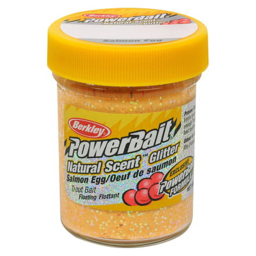 (2 pack) Berkley PowerBait Natural Glitter Trout Fishing Dough Bait; Peach Color; Salmon Egg Flavor