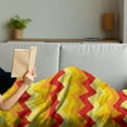 thumbnail image 3 of Yellow Chevron Soft Flannel Fleece Throw Blanket, Arrows Geometric Design in Vibrant Warm Colors Waves Classical, Cozy Plush for Indoor and Outdoor Use, 60" x 80", Red Apricot Marigold, by Ambesonne, 3 of 5