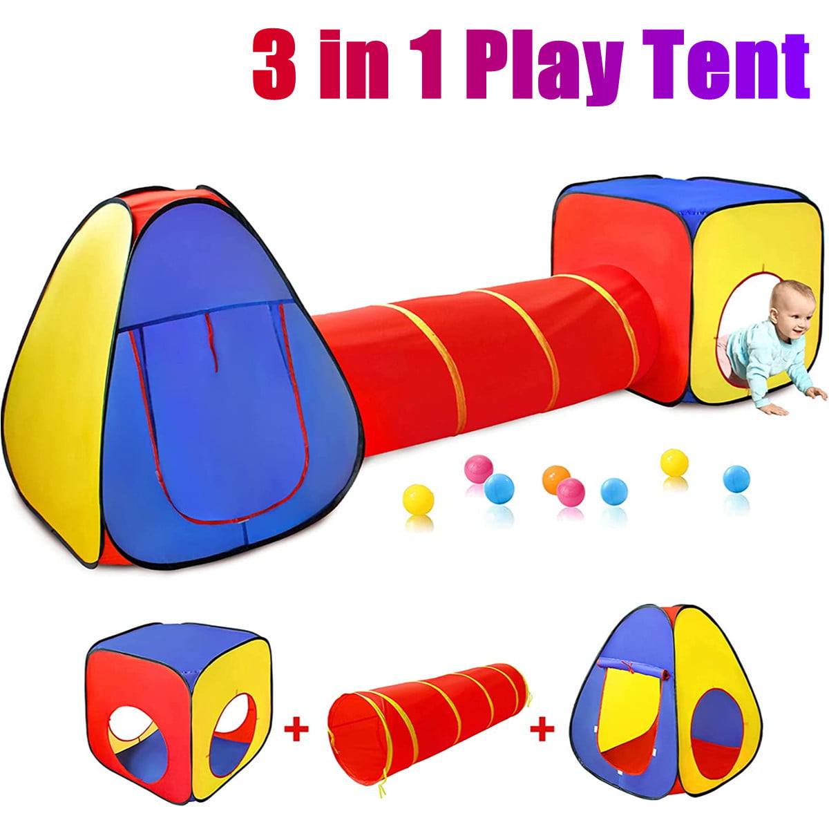 2 in 1 Kids Play Tent Children Indoor Outdoor playhouse tunnel boys girls gift 