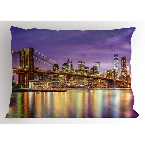 New York Pillow Sham NYC Exquisite Skyline Manhattan Broadway Old
