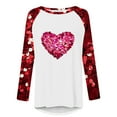 thumbnail image 4 of Penkiiy Women Valentines Day Shirts Round Neck Long Sleeve Casual Heart T Shirt S Red, 4 of 5