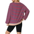 thumbnail image 6 of Cueply Sweatshirt for Women Oversized Striped Long Sleeve Crew Neck Casual Loose Pullover Sweaters Tops, 6 of 7