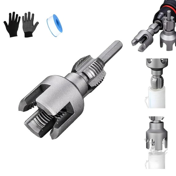 Integrated Internal & External Pipe Threading Tool, Pipe Thread Cutting Tool, Electric Drill Compatible Pipe Threader Kit, Pipes Thread Maker Tooll for Cutting & Pipe (3/4" (DN20) Pipe)