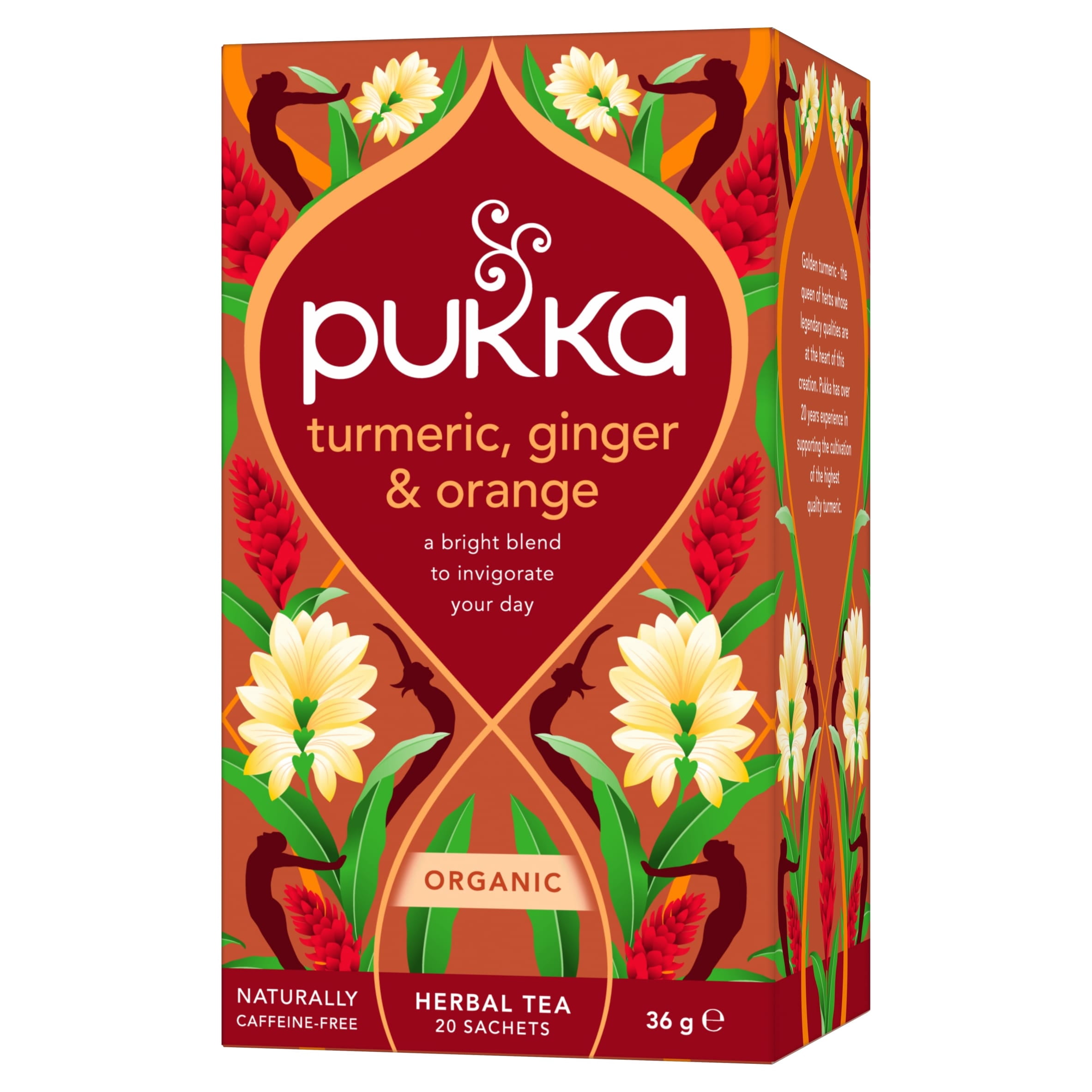Pukka Organic Turmeric, Ginger & Orange Tea 20 Herbal Tea Bags 36g, Imported from Britain