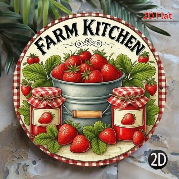 HELLOYOUNG Vintage Rustic Strawberry Jam Metal Sign 8x8 Retro Kitchen Tin Wall Art Plaque Farmhouse Country Home Cafe Bar Wall Decor