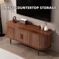 thumbnail image 3 of S-HOME Walnut 47" TV Stand with Sliding Door and Storage Compartment for Living Room Bedroom Office Furniture, 3 of 12