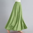 thumbnail image 5 of EINCcm Womens Linen Maxi Skirts Summer Boho Solid Beach Elastic High Waist Pleated A-Line Flowy Swing Ankle Long Maxi Skirts, 5 of 6