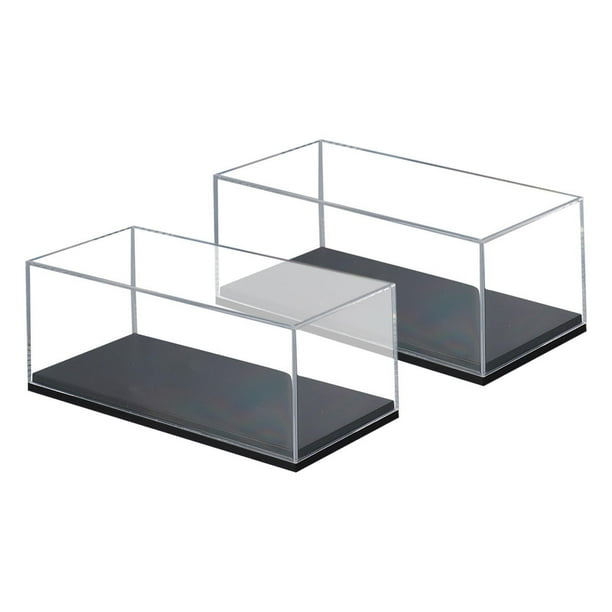 2 Vitrinas de acrílico transparente para maquetas de coches a escala 1/64. Caja expositora antipolvo para objetos de colección y coches de juguete.