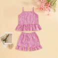 thumbnail image 2 of KPOPLK Toddler Girl Clothes Summer Baby Girl Cute Sleeveless Tank Tops with Bow and Ruffled Shorts 2Pcs Outfits Set(6-12 Months,Hot Pink), 2 of 5